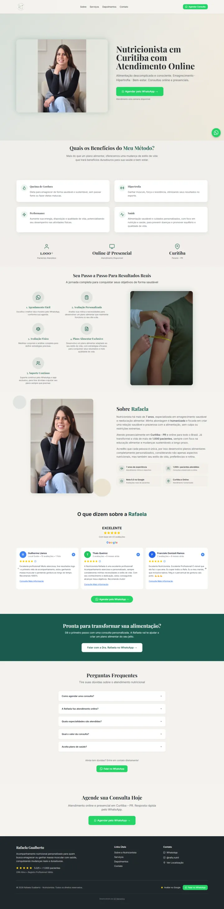 Site desenvolvido para Nutri Rafaela