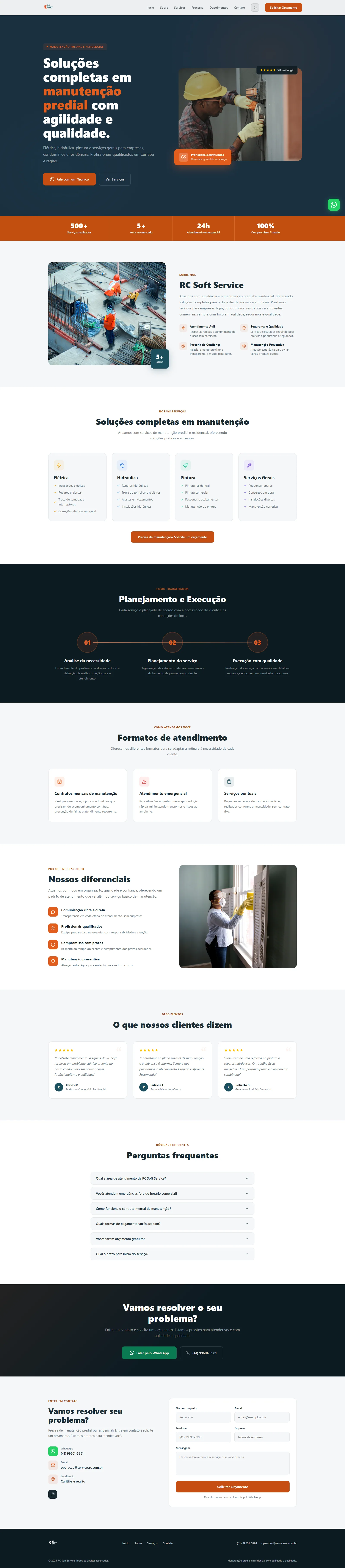 Site desenvolvido para RC Soft Service